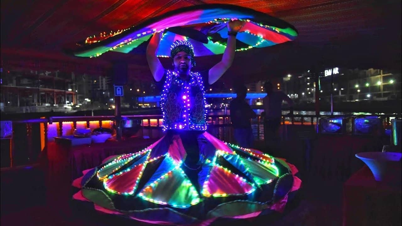 traditional tanoura dance on dhow boat in dubai