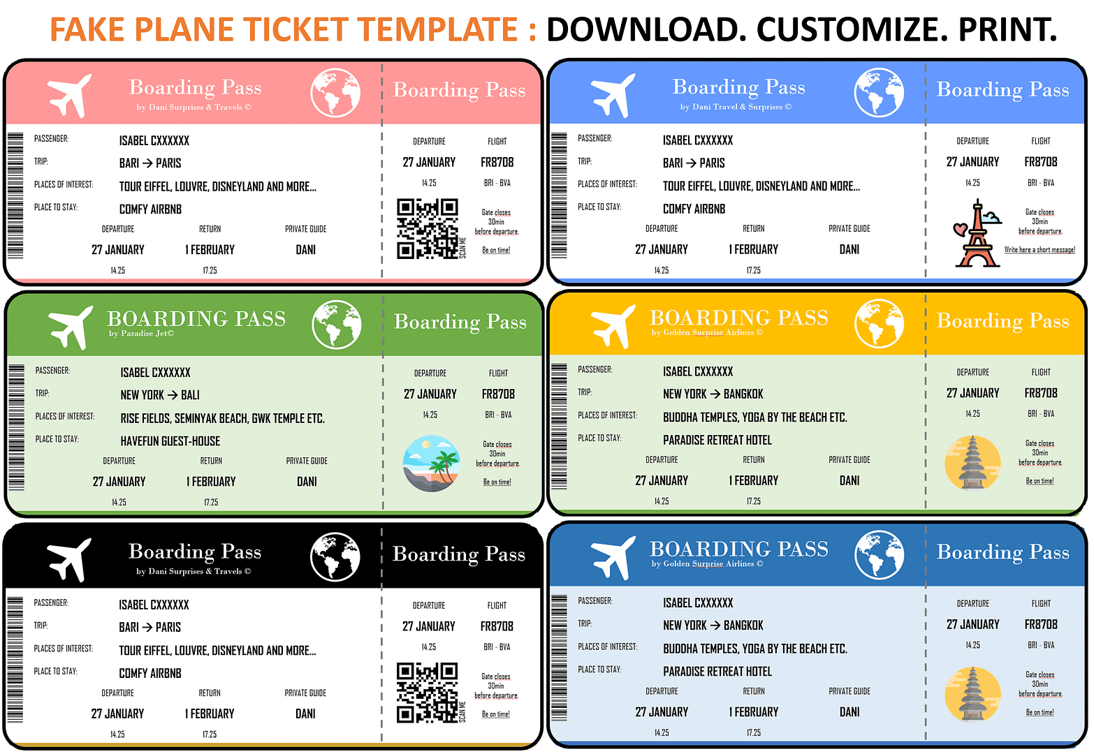 FAKE PLANE TICKET - FAKE AIRLINE TICKET TEMPLATE FREE DOWNLOAD