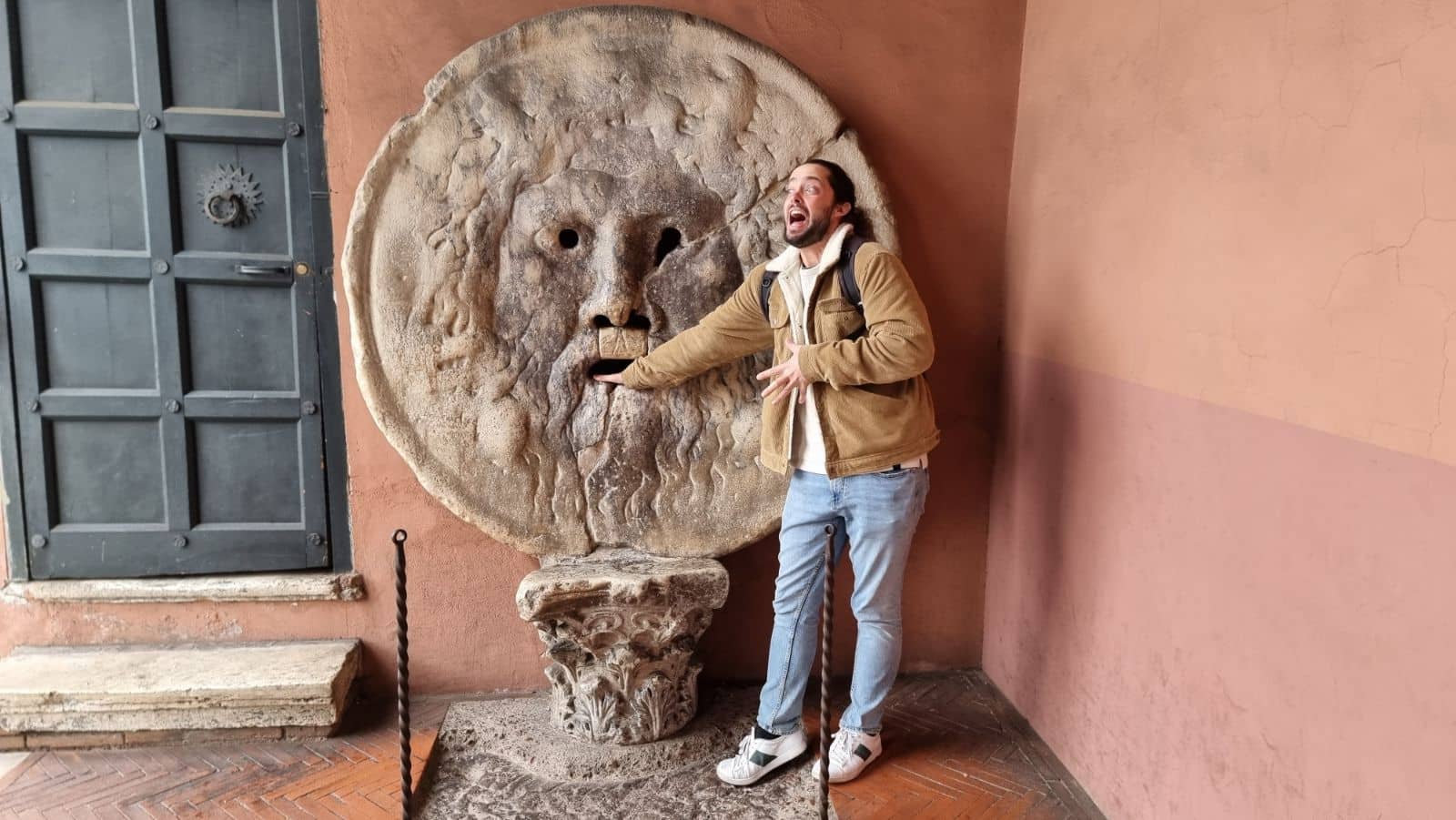 funny guy with mouth of truth in rome