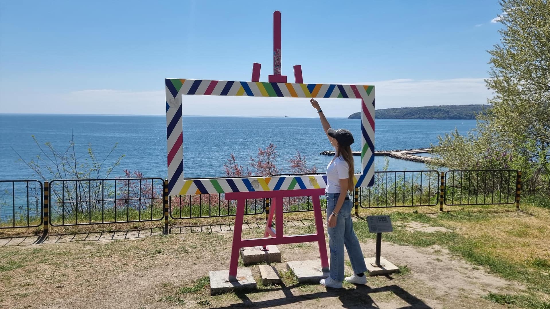 isa painting the sea - artwork located on the road to Varna, Bulgaria