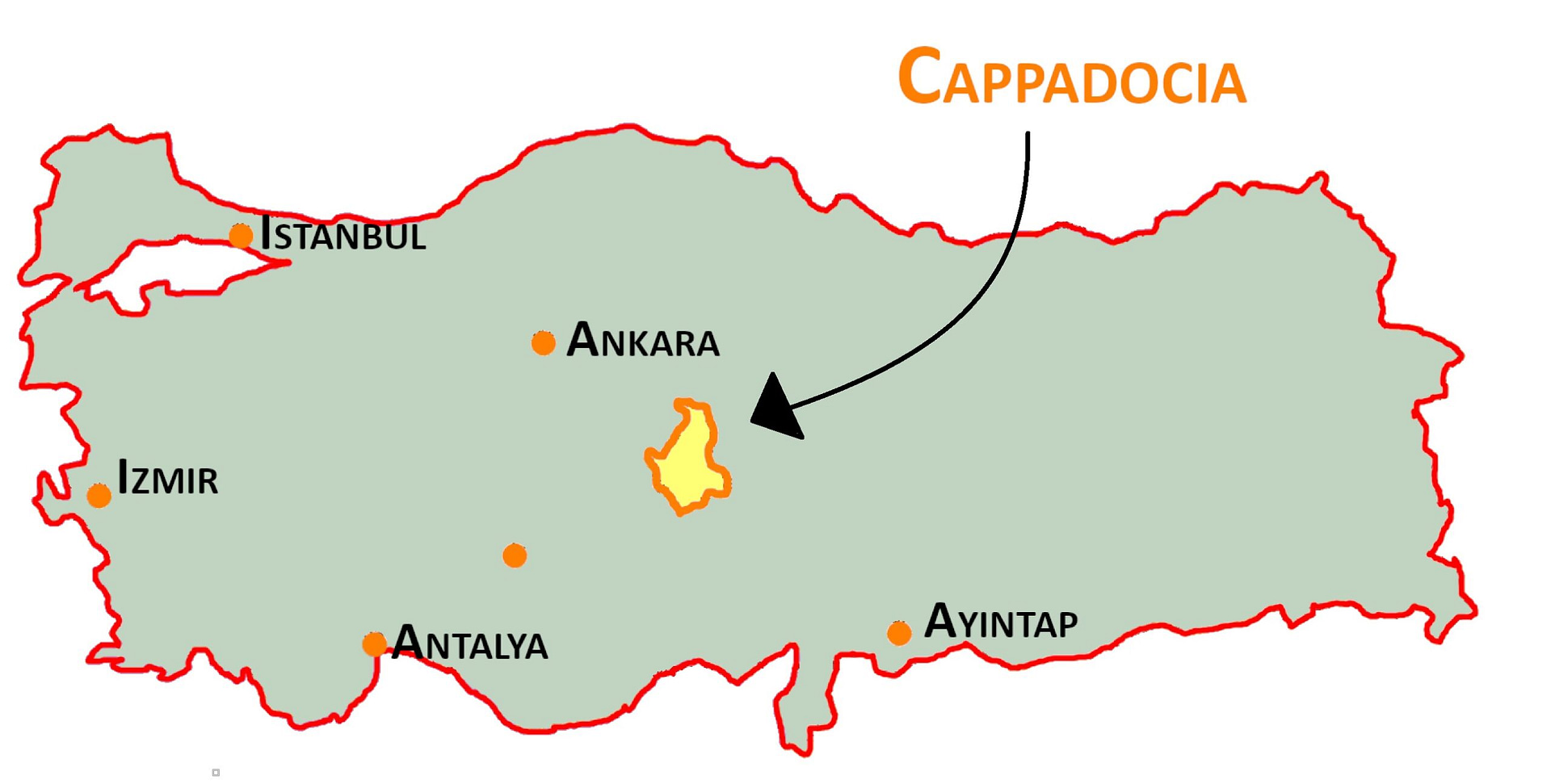 cartina della turchia semplificata - dove si trova la cappadocia